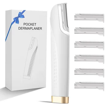 Women's Sonic Rechargeable Dermaplane Razor with Light 6 Replaceable Blades Facial Exfoliation Hair And Fuzz Removal Tool