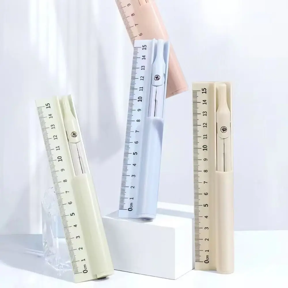 3-in-1 컴퍼스 펜, 이중 목적 기하학 드로잉 자, 다기능 학생 시험용 컴퍼스 자 세트, 미술용