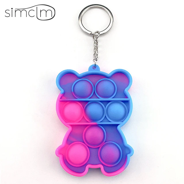 Mini Anime Push Keychain for Children Adult Sensory Trinkets Pop Bubble Among Us Key Ring Educational Cute Toy Anti-stress Funny C