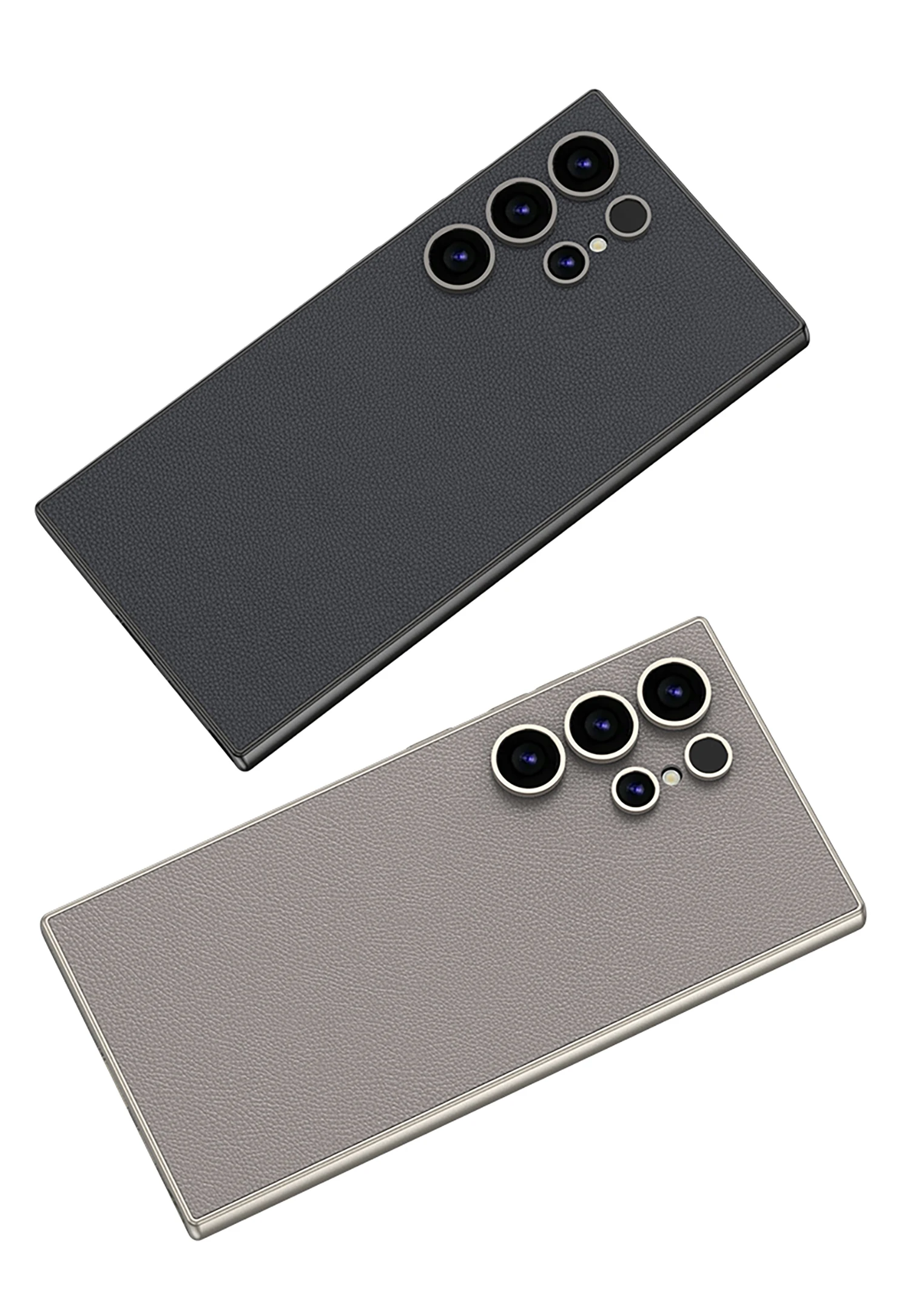 Plain Leather Metallic Paint Frame Case For Samsung Galaxy S23 S24 Ultra Case Ul