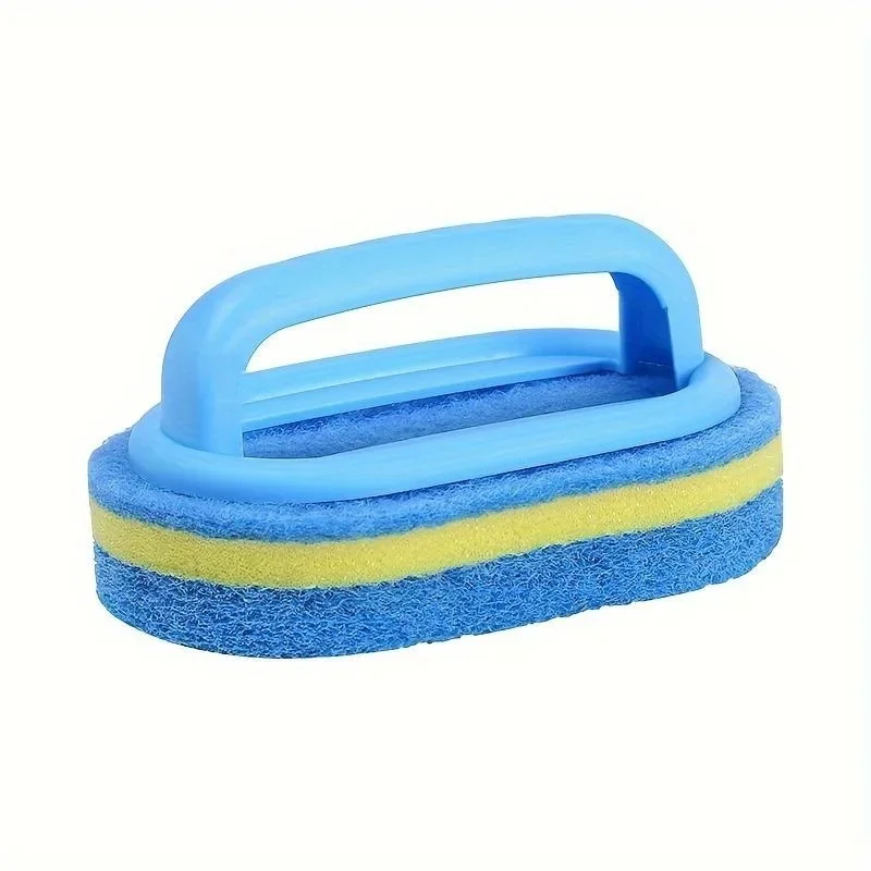 Brosse de nettoyage en éponge avec poignée, brosse à récurer pour carrelage de baignoire, cuisine, salle de bains, brosse en éponge, fournitures de nettoyage ménager