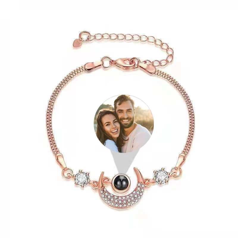 Custom Photo Bracelet Personalized Photo Projection Bracelet Circle Photo Bracelets with Picture Inside for Women/Men/Couple