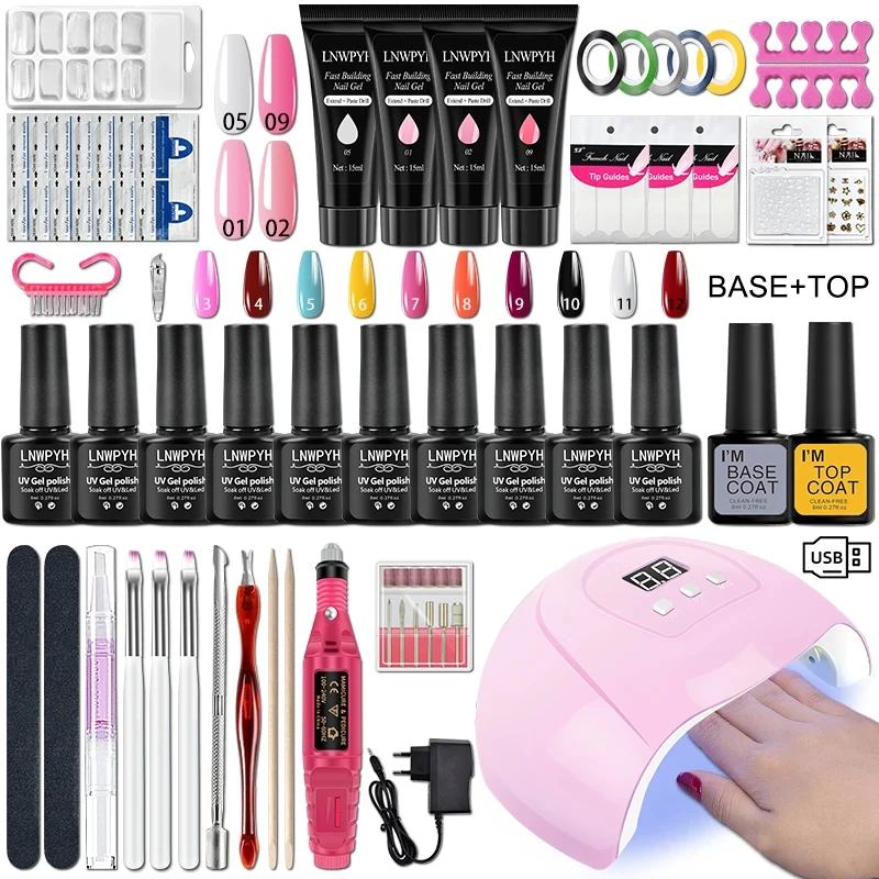 Gel Nail Polish Kit With UV Nail Lamp Electric Nail Drill Machine Soak OFF Gel Nail Kit Base&Top Coat Gel Polish Nail Tool Set 1