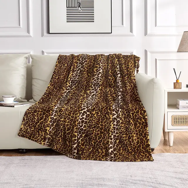 Leopard Print Blanket Fleece Throw for Bed Sofa Travel and Camping, Super Soft Cozy Fluffy Plush Print Blanket for All Seasons Leopard Print Blanket Fleece Throw for Bed Sofa Travel and Camping, Super Soft Cozy Fluffy Plush Print Blanket for All Seasons