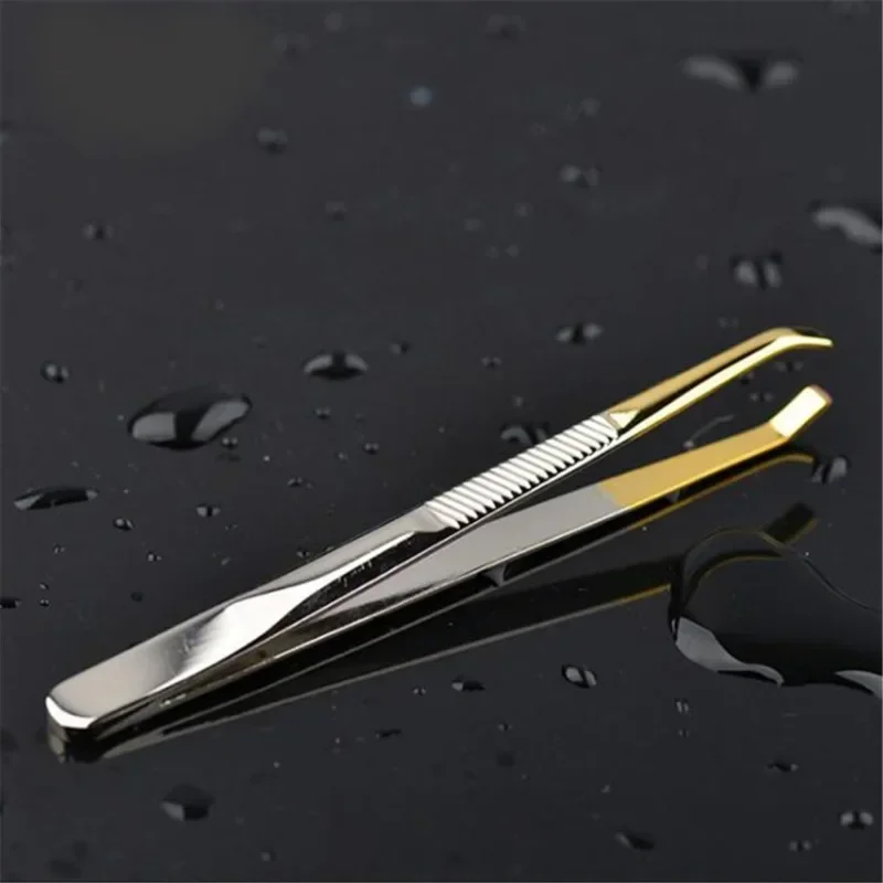 Tweezers Facial Hair Slant Tip Eyebrow 1PCS Eyebrow Removal Clip Stainless Steel Flat Eyelash Makeup Tweezer Beauty Tools