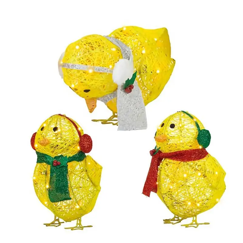 

Glowing Duck Ornaments Mini Luminous Light Up Chicks Decor Animal Art Diamond Glowing Colorful Chicks Outdoor Lawns Night Lights