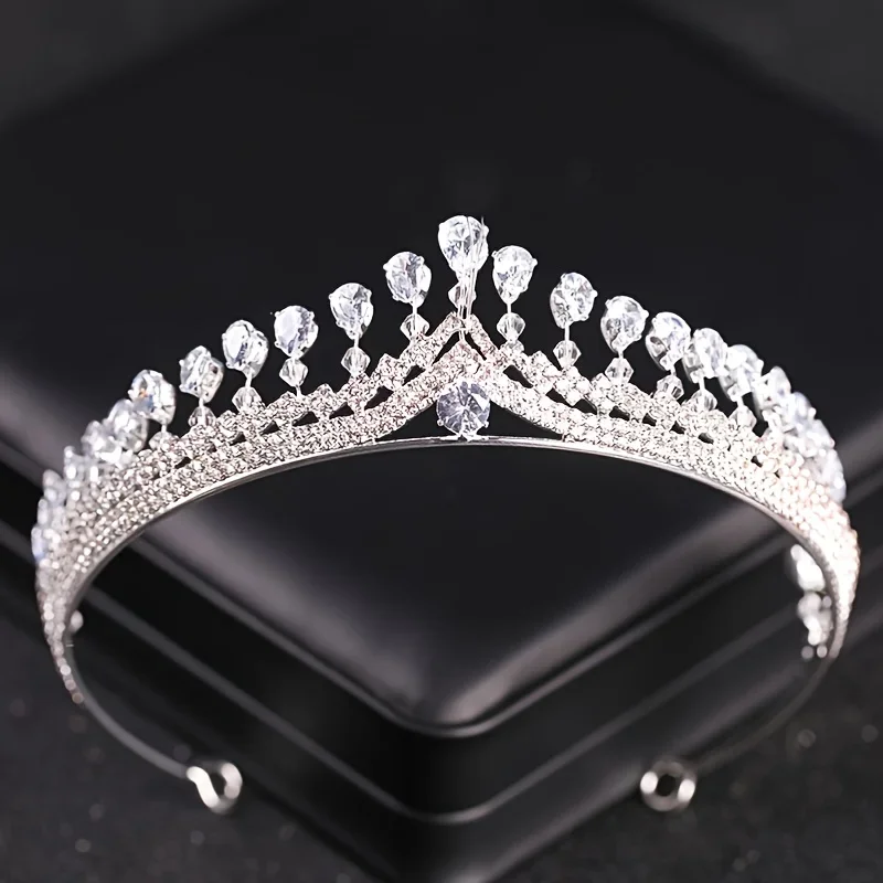 Womens Crown Headband Crystal Rhinestone Tiara And Crown Hair Band Jewelry Silver Color Bridal Hair Accessories Wedding hair accessories bridal hair accessories crown headband bridal jewelry set