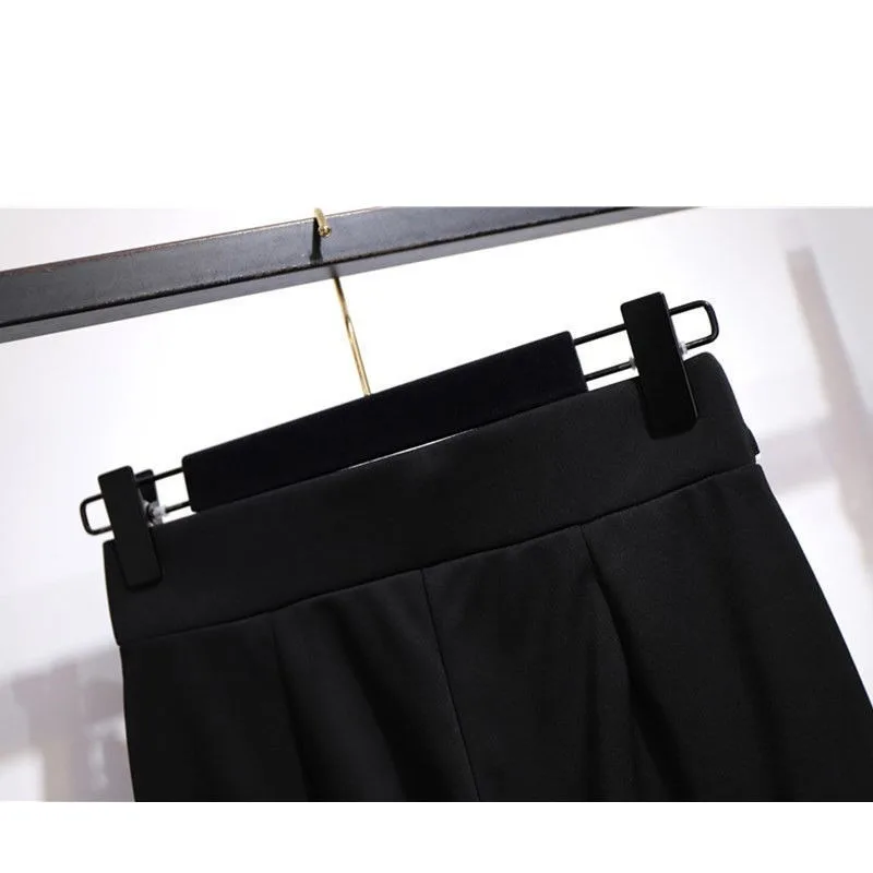 Women's Spring Autumn Solid Color Elastic High Waisted Button Pockets Casual Flare Boot Cut Trousers Vacation Fashion Pants