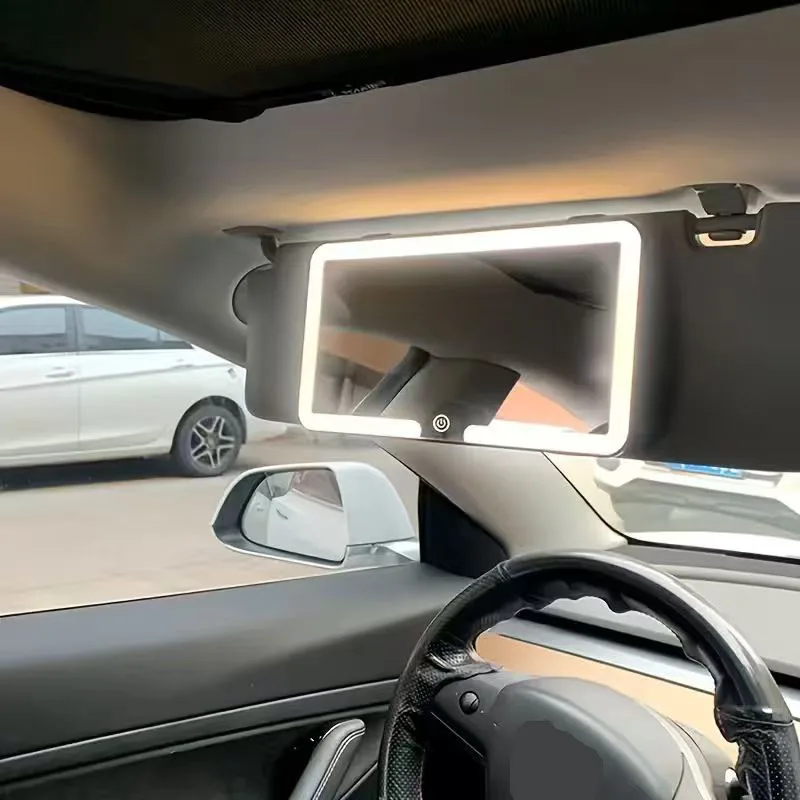 1 LED Lighted Makeup Mirror with Touch Button, 3 Lighting Modes And Built-In Fill Light, Suitable for Cars, Trucks