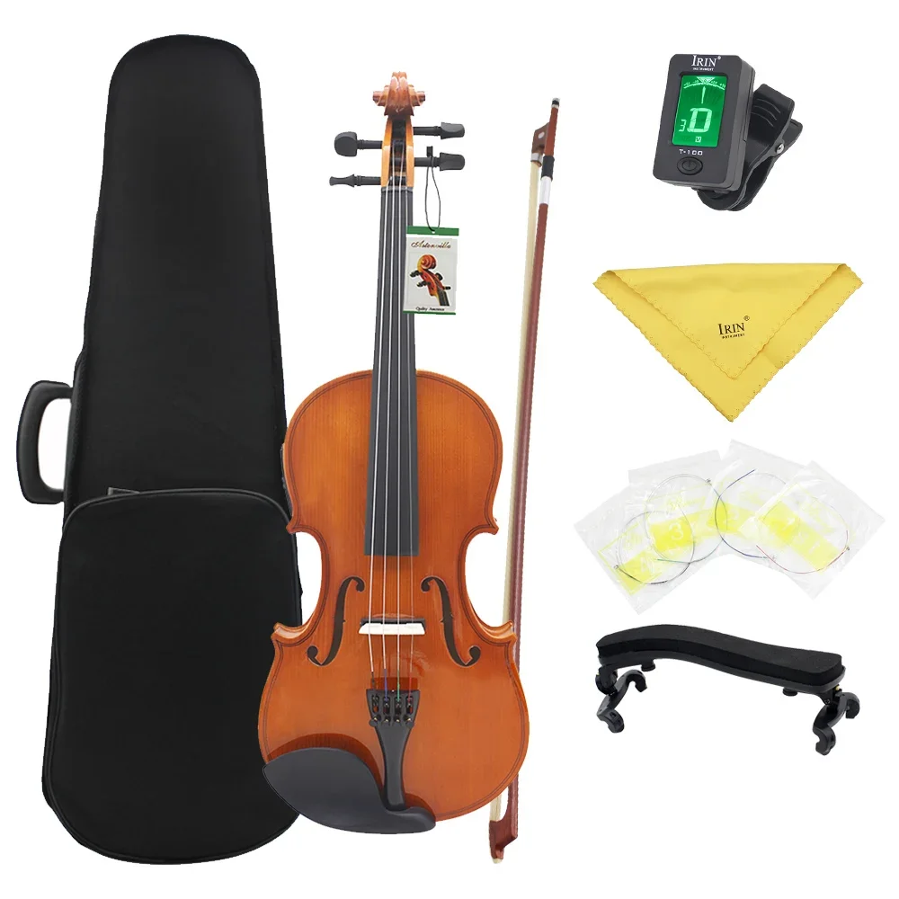 Astonvilla Av-E03 4/4 Violino Acustico Elettrico Eq Corpo In Acero Colore Naturale Violino Acustico Con Custodia Accordatore Per Spalline Con Fiocco