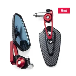 Universal Carbon Fiber Pattern Handlebar Rearview Mirror (Red)