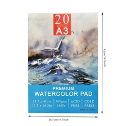Premium Watercolor Pad, 140lb/300gsm, 20 Sheets | Cold - Pressed, Acid - Free, Artist Paper for Painting and Mixed Media (A3)