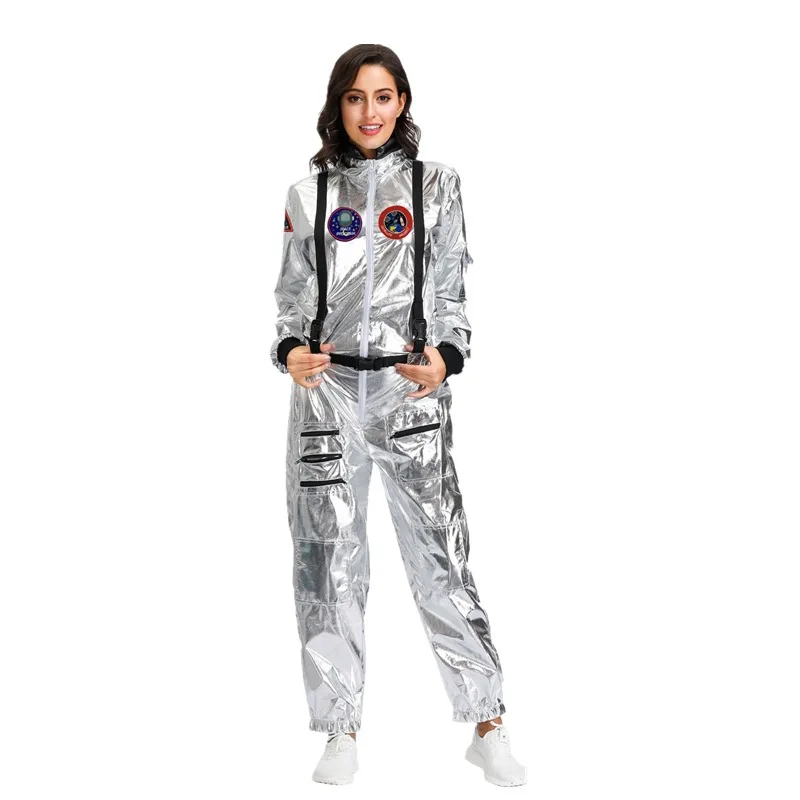 Costume da astronauta per donna uomo tuta spaziale Costume da astronauta  tuta da volo pilota per adulti con Costume da coppia con cerniera -  AliExpress