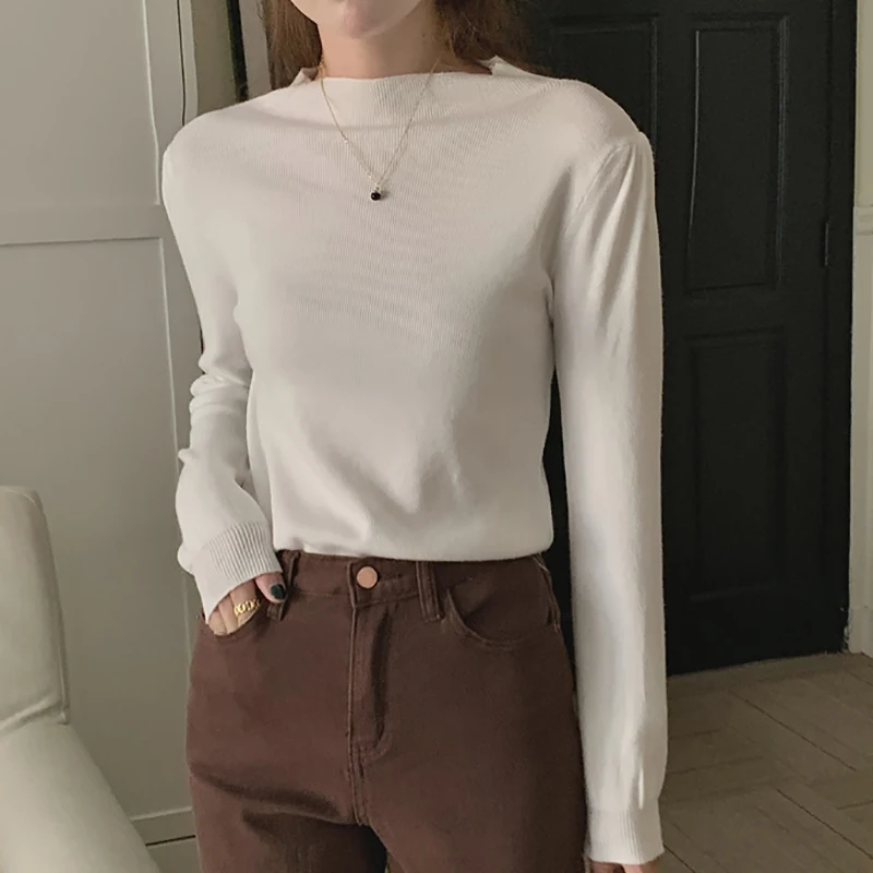 

Knitted Top T Shirt For Women Fall 2023 Fashion Womens Clothing Puff Long Sleeve Top Mujer Tee Shirt Femme Camisetas Femininas