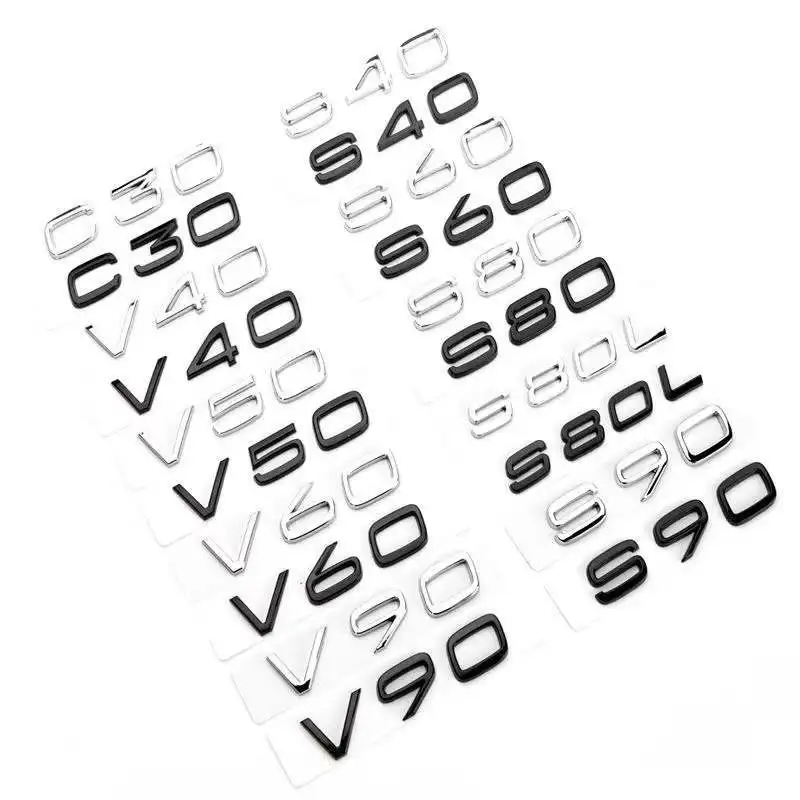 

3D ABS Logo S40 S60 S80 S90 Emblem Car Badge Trunk Decal For Volvo S40 S60 S80 S90 Stikcer Accessories