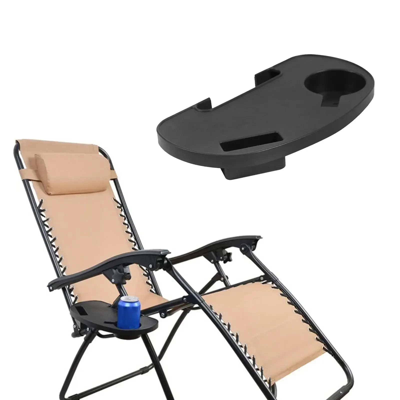 Plastic Universal Chair Cup Holder Snack Tray for Leisure Chair Garden Recliner Sun Lounger Clip Side Table