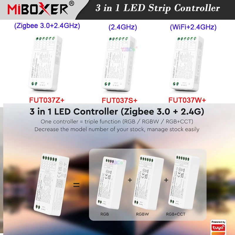 Miboxer 12V 24V DC Zigbee 3.0 2.4G WiFi RGB RGBW RGBCCT 3 in 1 LED Strip Light Controller Tuya APP DMX512 Lights tape Dimmer
