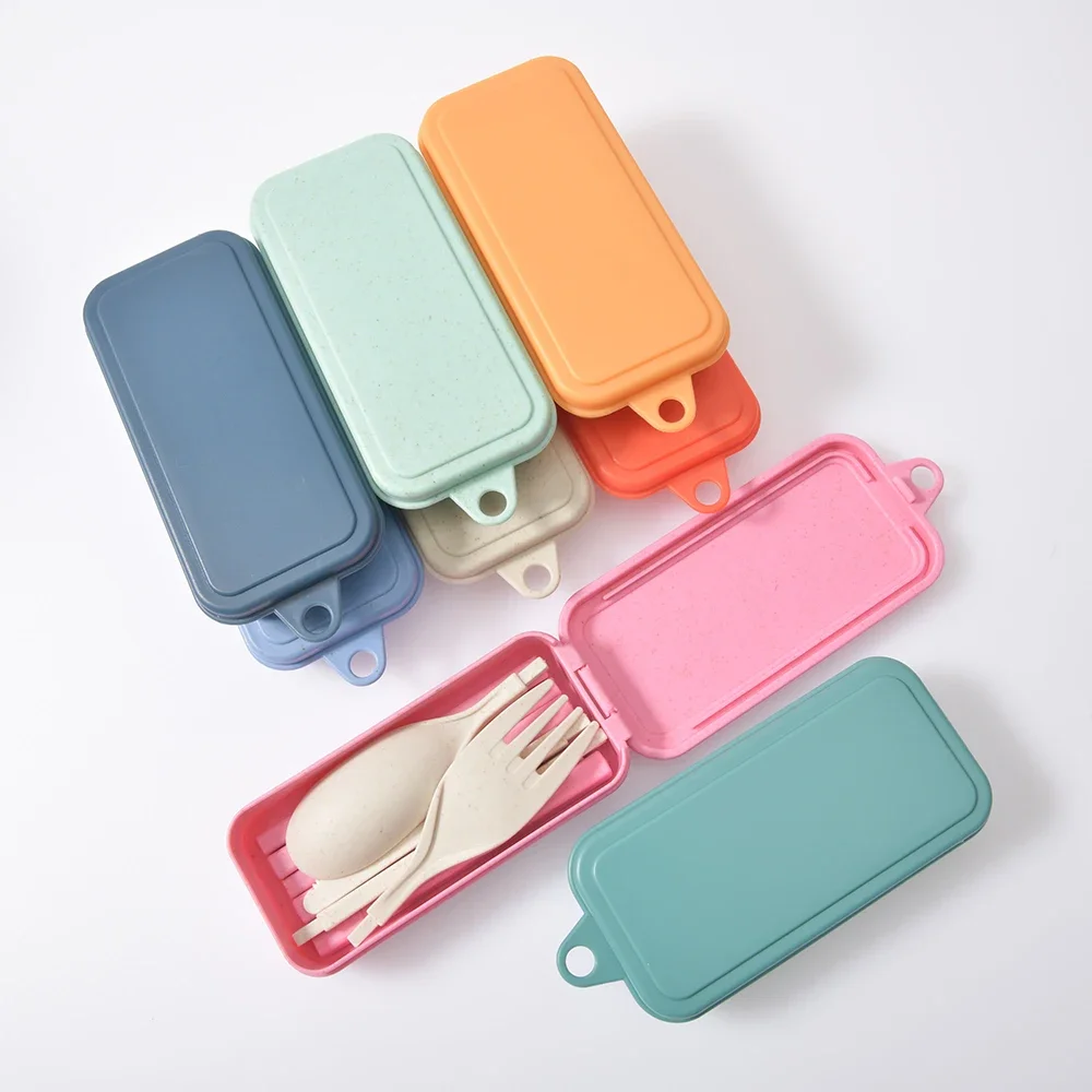 Cutlery Set Western Style Cutlery Set Picnic Cutlery Set Picnic Tableware Camping Cutlery Set Wooden Cutlery Set 4Pcs Portable Tableware Set Wheat Straw Dinnerware Detachable Cutlery Travel Tableware Picnic Cutlery Set