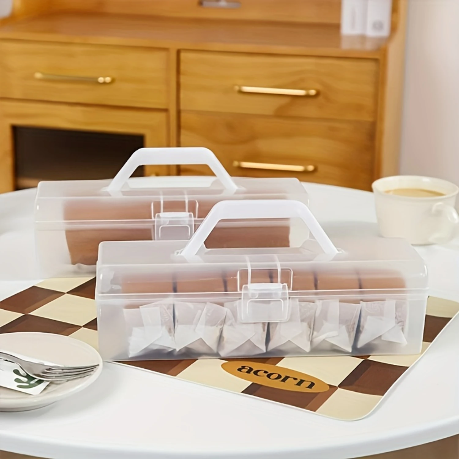 1Pc Leak-Proof Kitchen Container For Bread, Cake & Fruit-Perfect For Baking, Picnics & Parties-Durable Plastic, Food-Safe