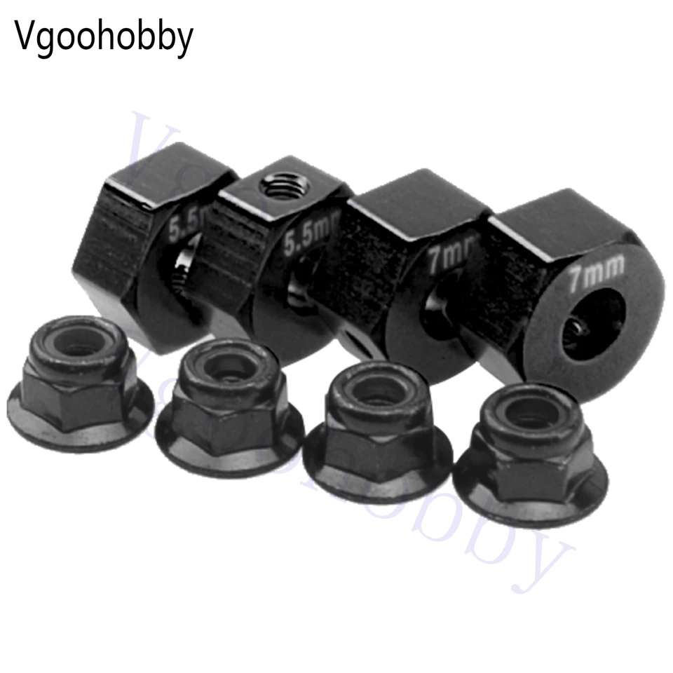 Vgoohobby 12mm Hex Wheel Hubs For Traxxas 1/10 RC Cars – 7mm Thick Aluminum Alloy Adapters For Slash 4x4, Stampede, Rustler