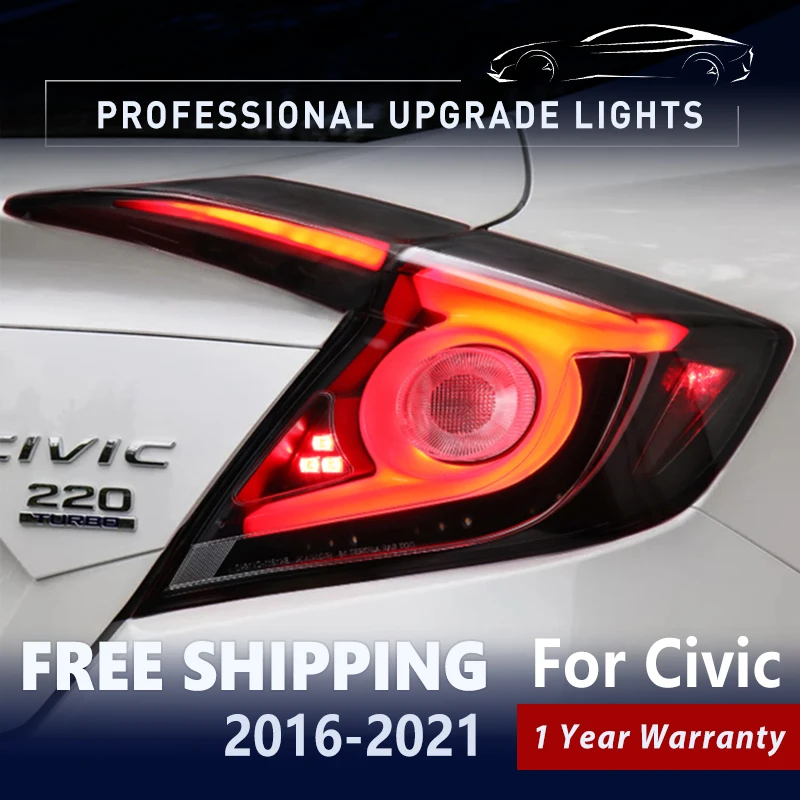 

Задние фонари для Honda Civic 2016-2019, задние фонари для седана, задние фонари для автомобиля, задние фонари с последовательным сигналом, анимация запуска