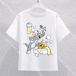 Children's Tom and Jerry Cartoon Print Short Sleeve Cotton T - Shirt - 130 (MHLS 1)