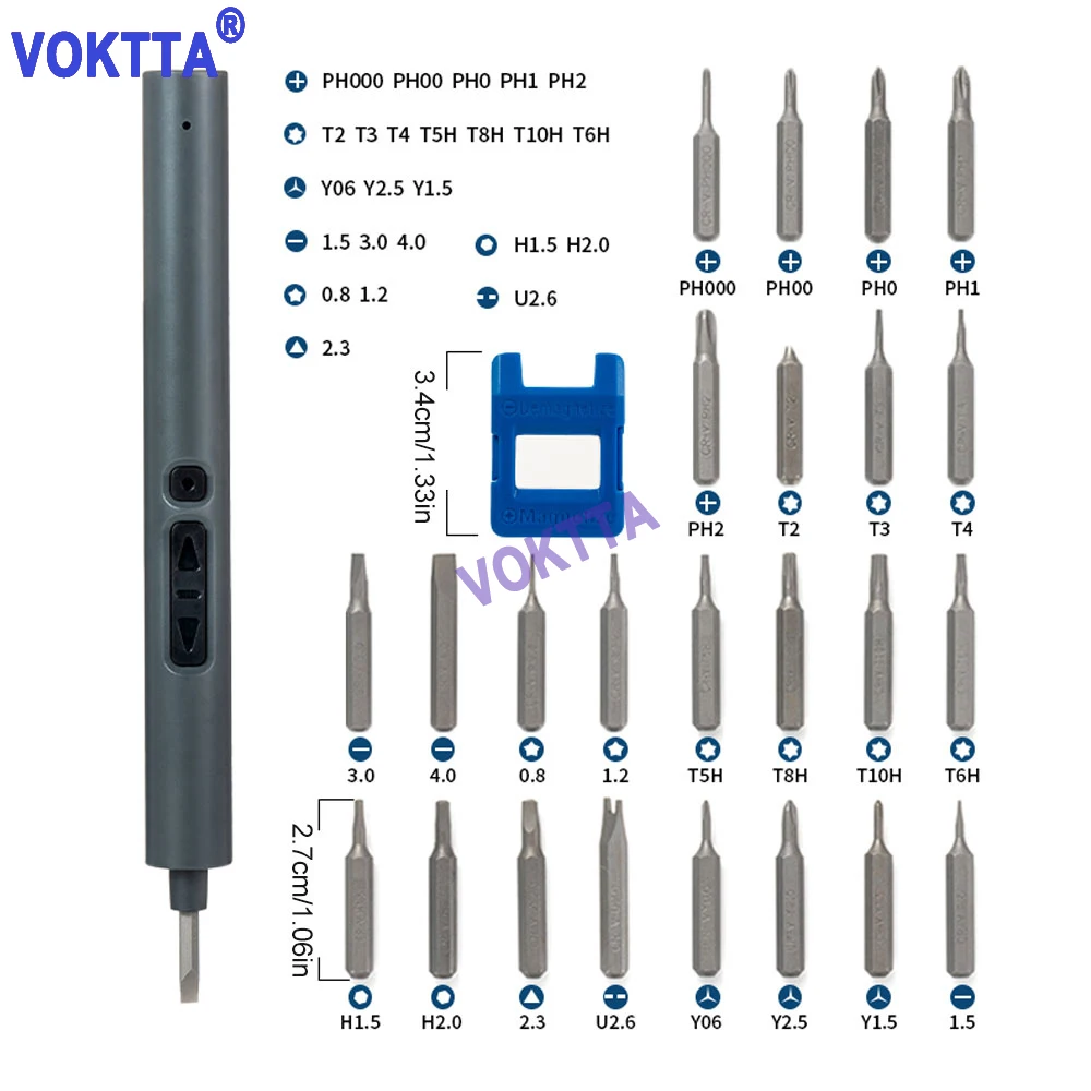 

Mini Electric Screwdriver Charging Portable Home Disassembly And Assembly Drive Kit 28 in 1 Smart Phone Toy PC C-Type Charging