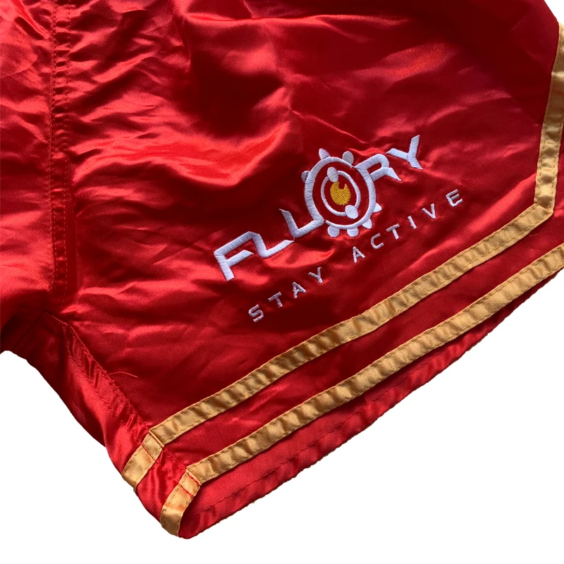 Fluory Muay Thai Shorts Solid Boxing Training Shorts Men's Boxing Clothing Women Free Fight with Ribbon