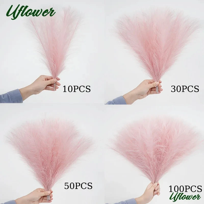 Artificial Flower 15/30PCS 42CM Fluffy Pampas Grass Boho Decor Fake Reed Plants for Wedding Home Party Living Room DIY Vase Decoration