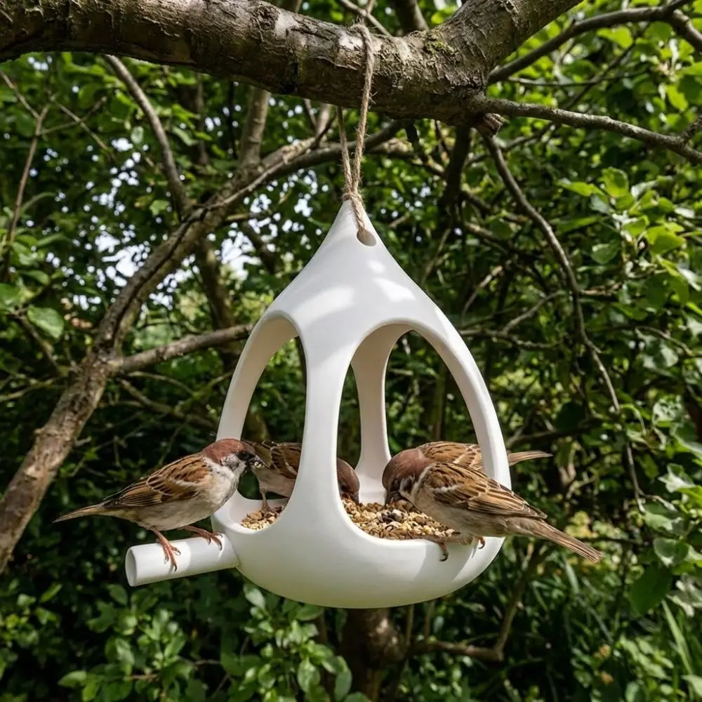 Plastic Bird Feeder House Water-Resistant Rain-Resistant Feeding Station Birdhouse Hanging Wild Bird Feeder Under-eaves Use 4