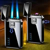 2025 New Men's Flame Gas Electric Dual Purpose Metal Windproof Lighter Creative USB Butane Gas Double fire Lighter Men's Gift 1