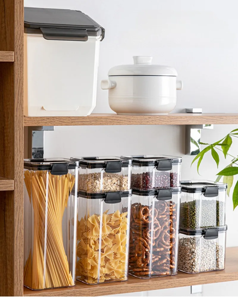 Transparent Square Storage Tank - Thick Sealed Dried Fruit  Grain Container 46070095013001800ml