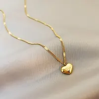 1pcs Gold-color Necklace Ms Simple Fashion Peach Heart Engraved Love Collarbone Chain Holiday Gifts