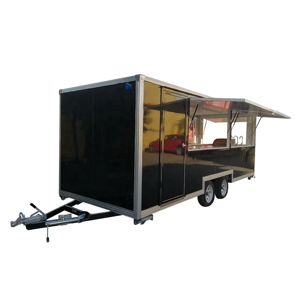 Square Ice Cream Coffee Trailer Snack Cart Mobile Food Truck