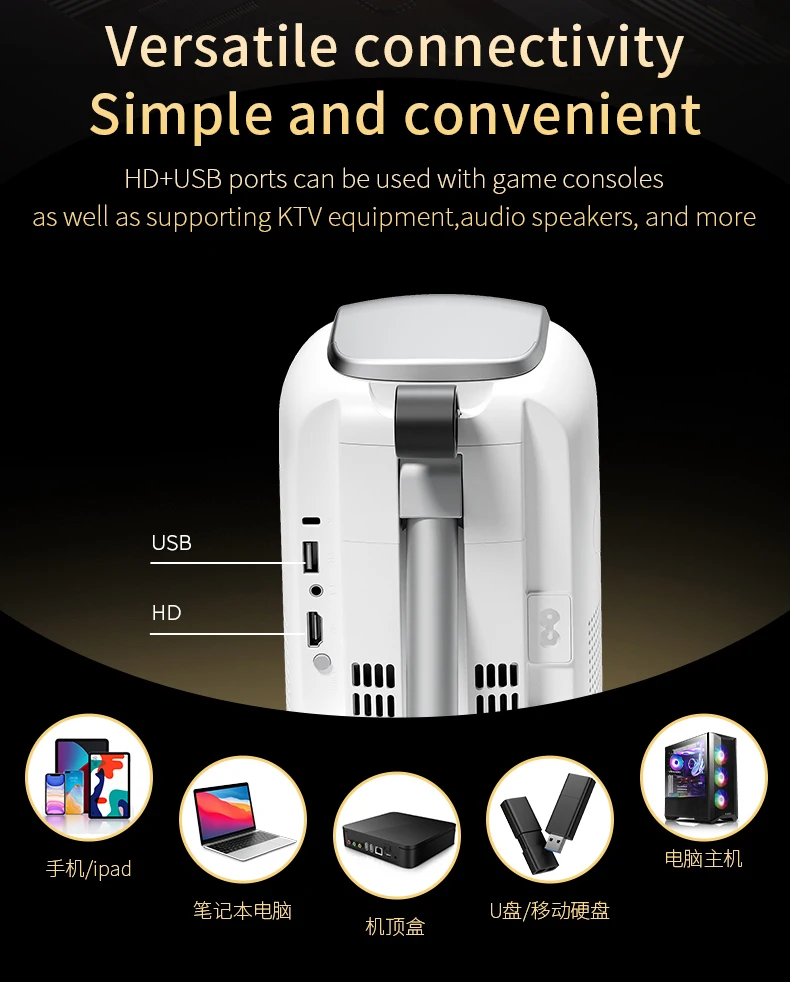 TS8 Pro Smart Hidden lifting Gimbal Projector 4K Portable with Wifi6 Bluetooth 5
