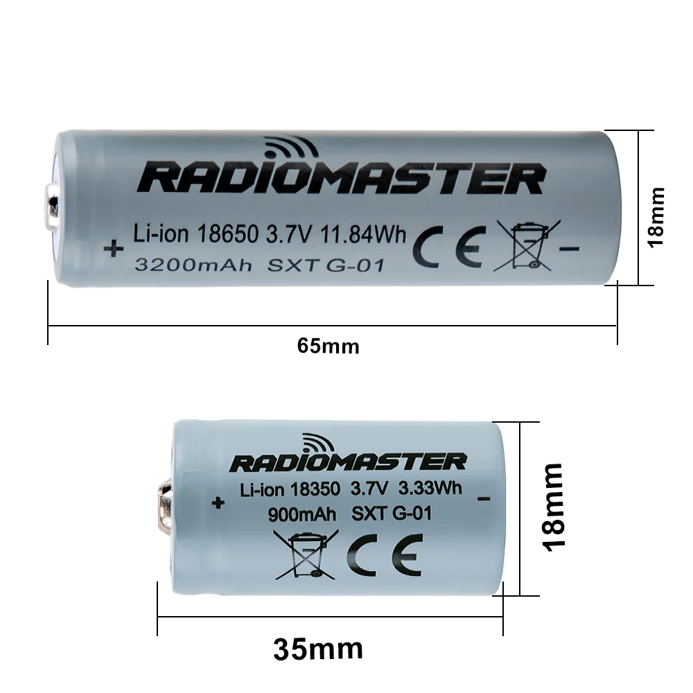 Batterie Li-ion 18350 900mAh pour RadioMaster TX12 Zorro avec connecteurs positifs et négatifs