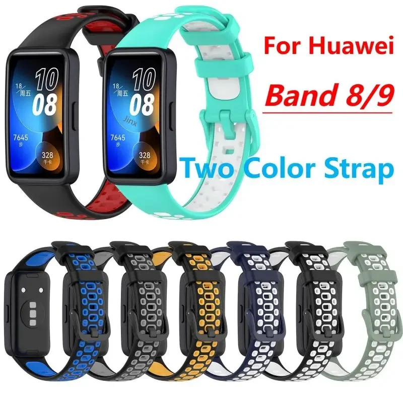 

Ремешок для смарт-часов Huawei Band 9 8, двухцветный дышащий браслет, браслет, аксессуары для наручных часов