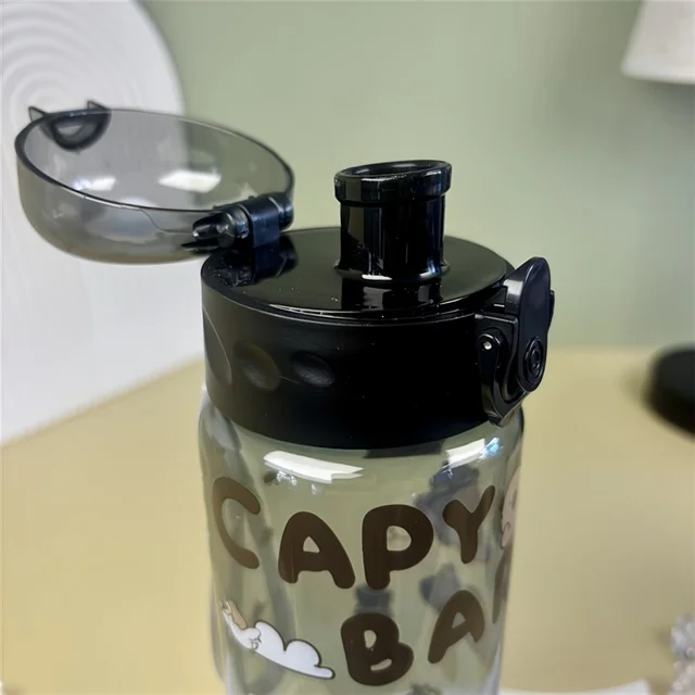780ml Capybara transparent Cup Cute Cartoon Water Bottle with Carry Strap Leakproof Portable Outdoor Drinking Cup Sports Bottle 3
