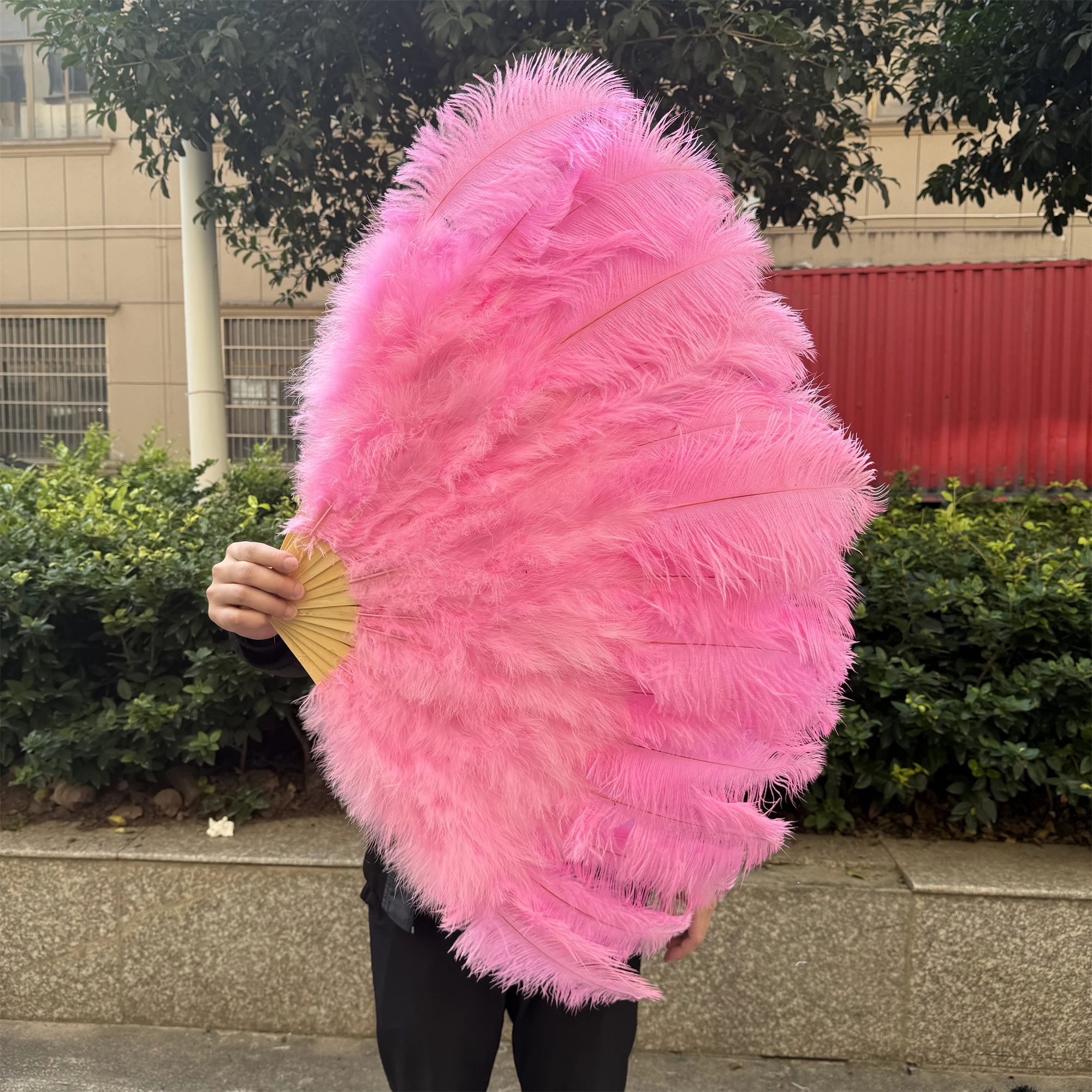 Fluffy Ostrich Feathers Fan 100CM Stage Performance Foldable Feather Fan for Wedding Carnival Party Plumes Crafts 10PC