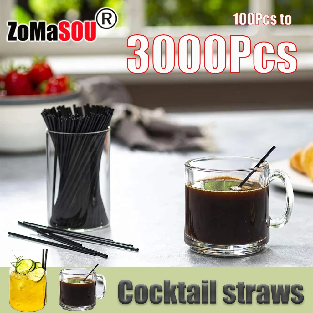 50-3000PCS Cocktail Straws Black Straws Flexible Drinking for Tea plastique Drink Tube Straw Bar Party Wedding