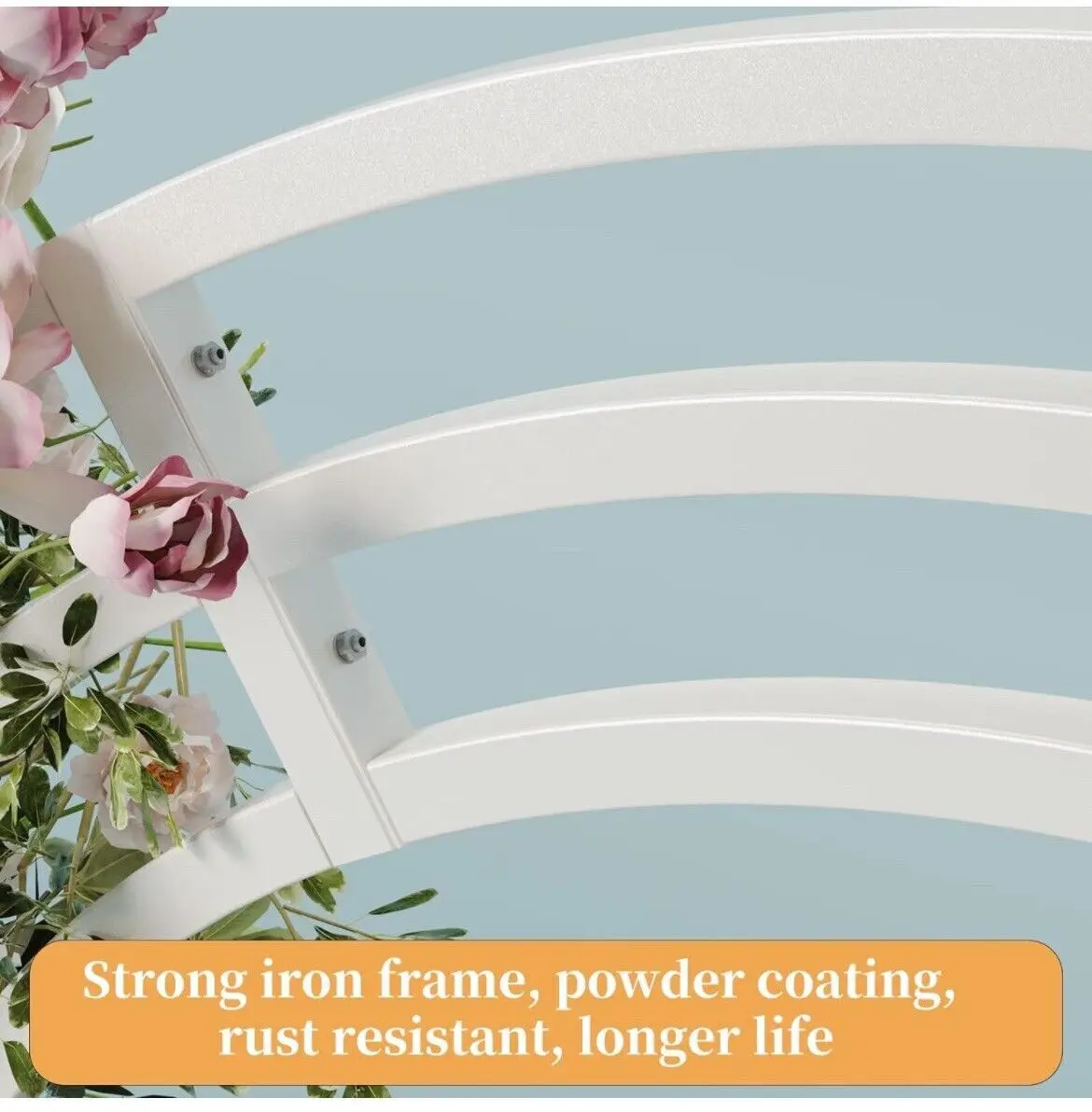 Large White Wedding Arch Stand: 3-Layer Garden Backdrop Metal Frame 200X60X260...- — view 4