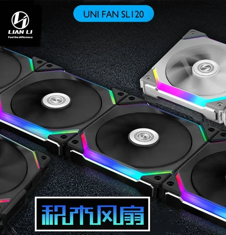 

LIAN LI UNI FAN UF-SL120V2 UF-SL140V2 120/140MM RGB Fan Kit Modular Cable Free Software Smart PWM Control M/B 5V ARGB