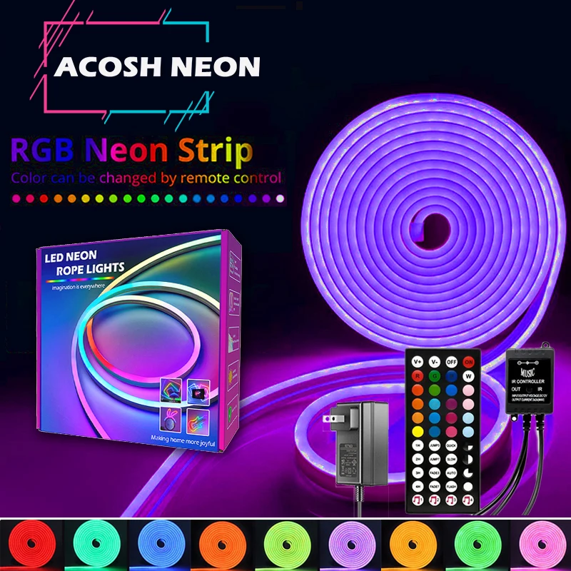 DC 1m 2m 3m 4m 5m RGB LED Neon strip Luces LED Remote Control Room Lighting Tape Decor Outdoor Party Effect Lights Water Proof