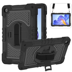 360 Rotating Hand Strap Shockproof Stand Case with 3 - Layer Protection and Shoulder Strap for Honor Pad X8 2022 (Black)