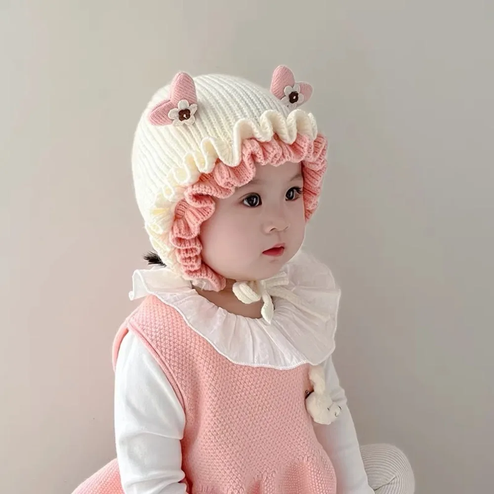 Warm Lace Princess Knitted Cap for Kids