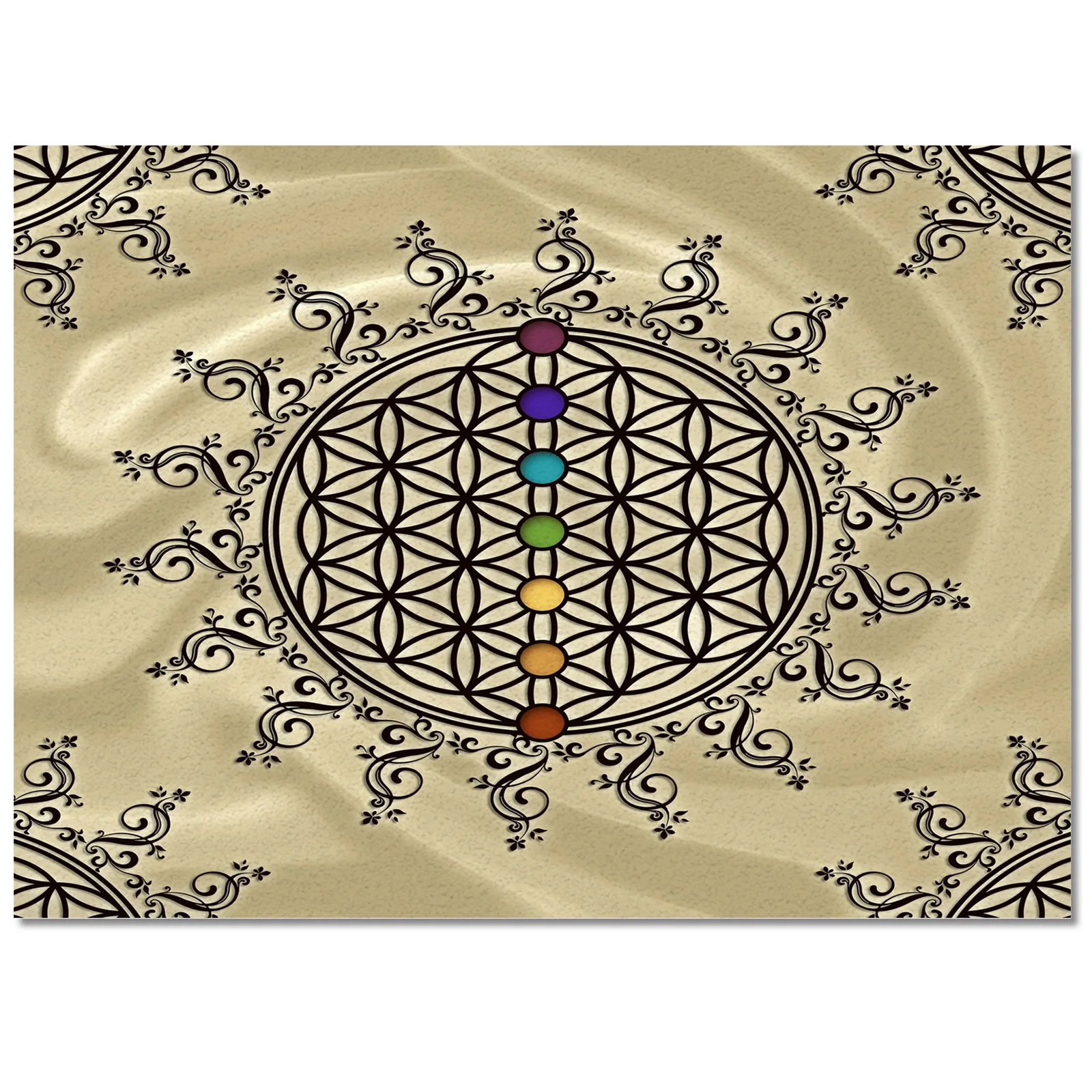 Flower of Life Yoga Zen Carpet for Home Living Room Bedroom Bedside Decor Large Anti-slip Area Rug Kids Room Baby Crawling Mat
