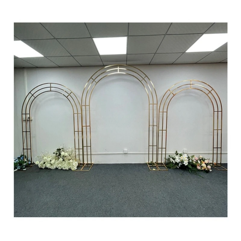 

3pcs/set Shiny Gold Metal Wedding Ceremony Backdrop Floral Arch Decoration