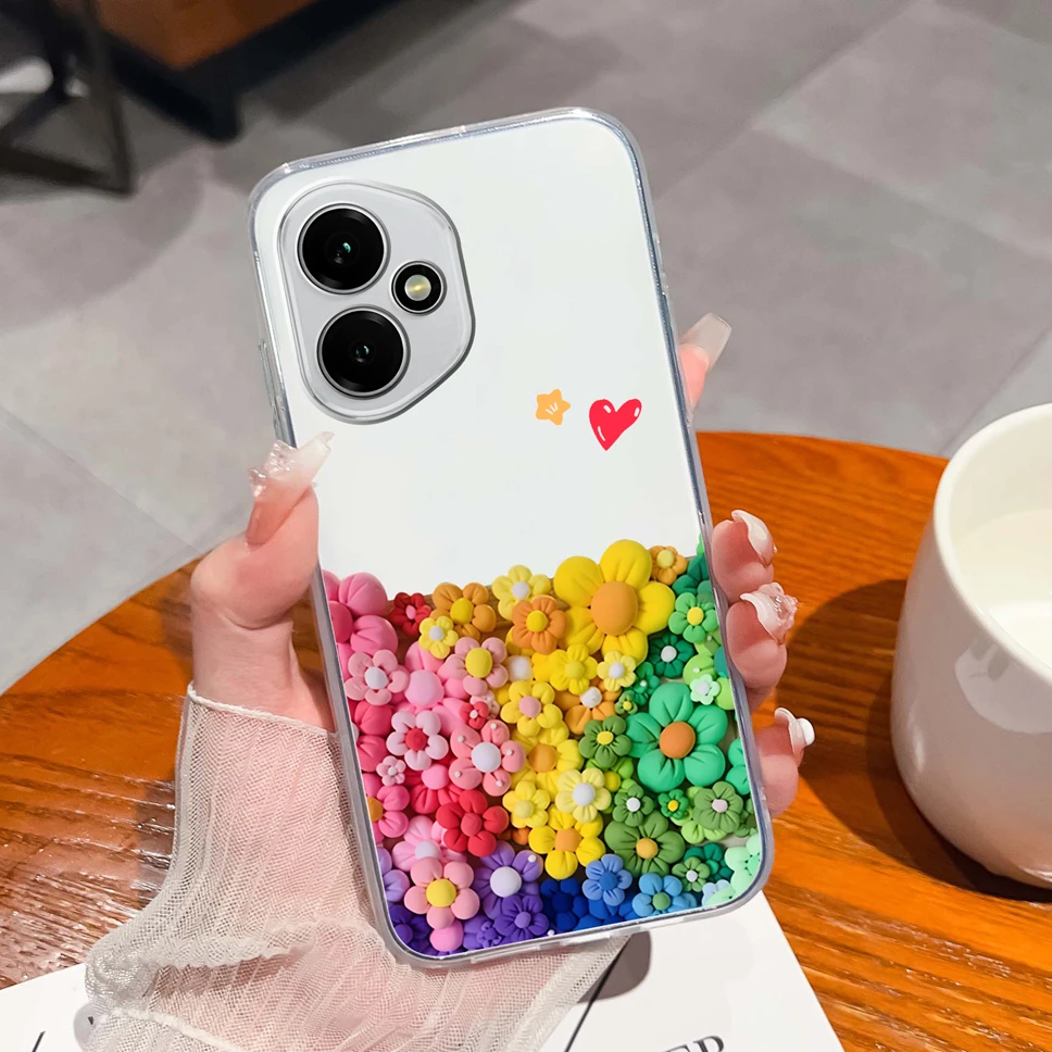 Elegant Floral Transparent Shockproof Phone Case - Soft TPU Silicone Back Cover
