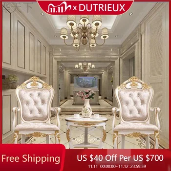Luxury Rustic Dining Chairs Modern White Nordic European Dining Chairs Vintage Wooden Sillas Para Sala De Estar Furniture