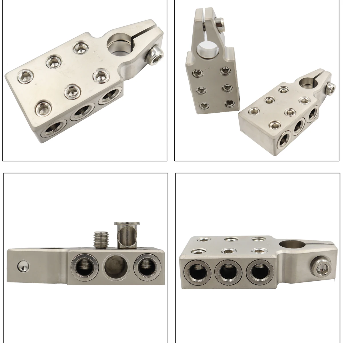Battery Terminals 6 Way Battery Terminal Clamp 6x1/0 Gauge AWG Lead-Acid (+/-) Pair For Tapered T